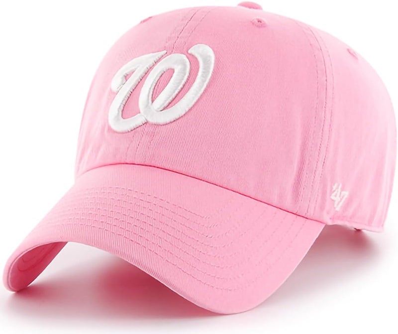 47 Brand MLB Rose Pink Primary Logo Clean Up Adjustable Baseball Cap Hat, Adult One Size Fits All - Image 1